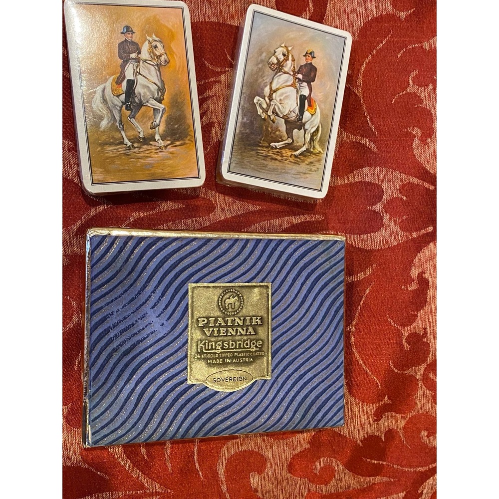 Cards Piatnik Vienna Kingsbridge 24 KT Gold Tipped Austria 2 Playing Card Decks